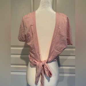 Lululemon Pink Cropped Short Sleeve Tee Open Back Size 4